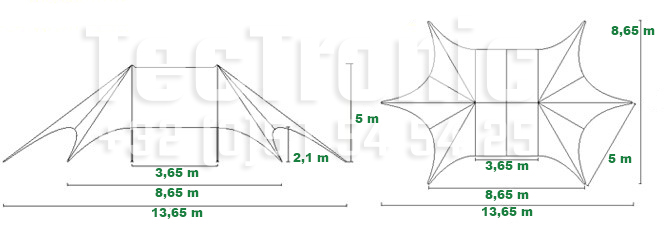 Dimensions tente étoile twin 10 m