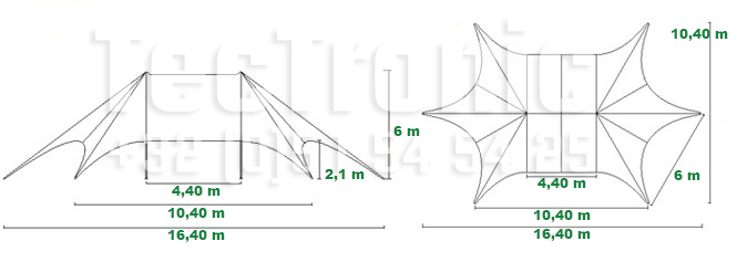 Dimensions tente étoile twin 12 m