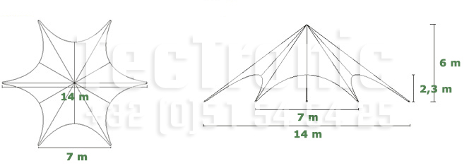 Dimensions tente étoile 14 m